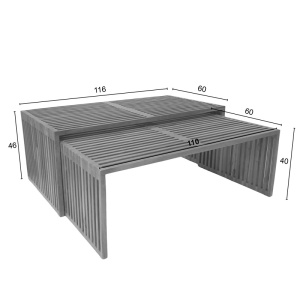 Σετ 2 τραπέζια κήπου Tinnie Boho Pako World Φυσικό 116x60x46 cm - Img 8