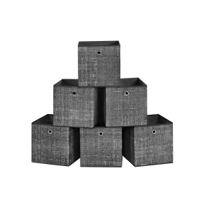 Σετ 6 κουτιά αποθήκευσης Songmics Μαύρο 30x30x30 cm