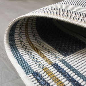 Στρογγυλό Χαλί Rosco Geo Outdoor Μπλε 160x160 cm, Flair Rugs - Img 2