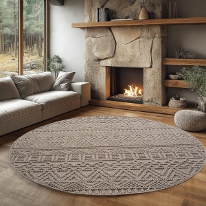Στρογγυλό Χαλί Helix etno V3 Μπεζ 160x160 cm