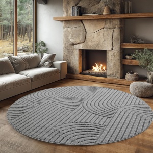 Στρογγυλό Χαλί Helix V2 Ασημί 120x120 cm