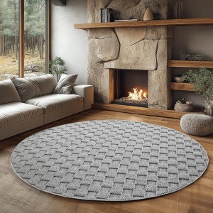 Στρογγυλό Χαλί Helix V4 Ασημί 160x160 cm