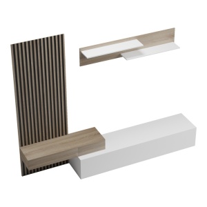 Σύνθεση TV Litende, Λευκό, 249.4x42.2x199.5 cm - Img 5