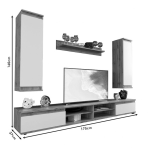 Σύνθεση TV Sandro, Δρυς, 175x37x160 cm - Img 4