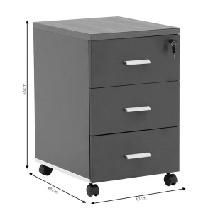 Συρταριέρα pe ρόδες Oscar 3 συρτάρια Καρυδί - carbon 40x48x63cm - Img 9