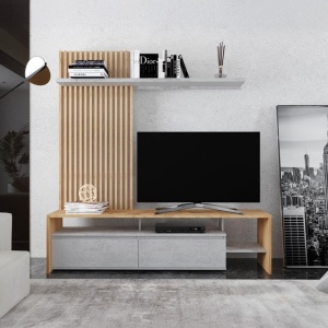 Σύνθεση TV Neo, Μπεζ, 190x40x200 cm