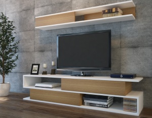 Σύνθεση TV Sims, Λευκό-Teak