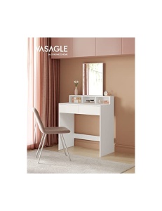 Τουαλέτα μακιγιάζ με καθρέφτη Vasagle, 2 sertare, RDT113W01, Λευκό - Img 2