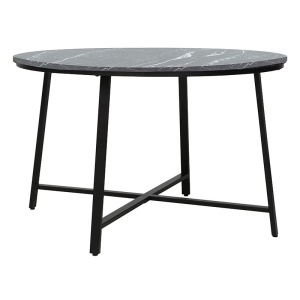 Τραπέζι Gianno όψη μαρμάρου Μαύρο-μαύρο πόδι D120x76 cm