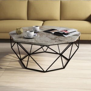 Τραπεζάκι σαλονιού Diamond - Λευκό Marble