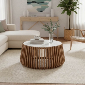Τραπεζάκι σαλονιού Mable Φυσικό 80x80x45 cm