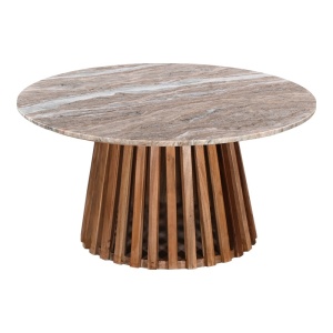 Τραπεζάκι σαλονιού Mable boho Καφέ 100x100x45 cm - Img 2