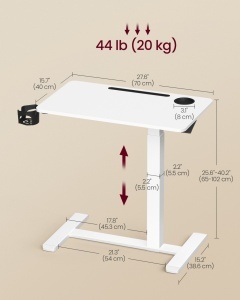 Τραπεζάκι laptop Vasagle Λευκό 70x40x102 cm - Img 6