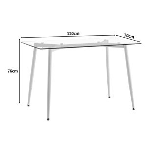 Τραπέζι τραπεζαρίας Quana, Pako World, γυαλί, πόδια albe, 120x70x75 cm - Img 6