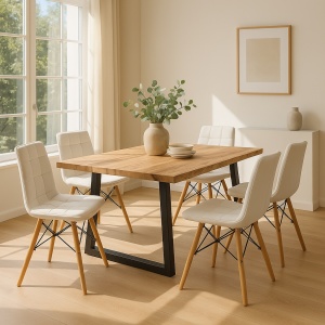 Τραπέζι Miles Slim Boho, Pako World, ξύλο ακακίας, Φυσικό, 180x90x76 cm - Img 2