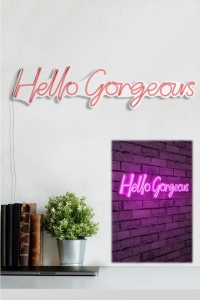 Φωτεινή Διακόσμηση Τοίχου LED Hello Gorgeous Ροζ 74x17x2 cm - Img 3