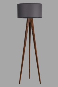 Φωτιστικό Δαπέδου Tripod Ceviz Lambader Silindir Koyu Γκρι Abajurlu Γκρι/Καρυδί - Img 3