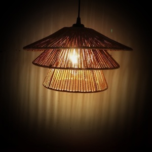 Φωτιστικό οροφής Oakim E27 sfoara din hartie καφέ 35.5x35.5x19+ cm - Img 2