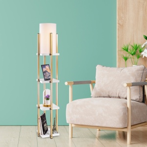 Φωτιστικό Δαπέδου 7119-White, Gold Λευκό/Χρυσό