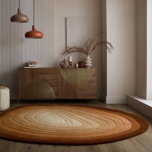 Χαλί oval Puddle Ombre Wool Καφέ 200x290 cm, Flair Rugs
