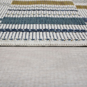 Χαλί Διαδρόμου Rosco Geo Outdoor Μπλε 80x230 cm, Flair Rugs - Img 3