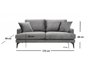2θέσιος καναπές Leyla Ανθρακί 180x63 cm - Img 4