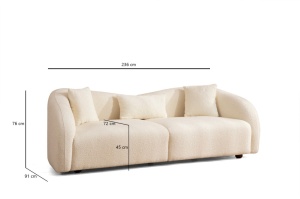 3θέσιος καναπές Venedik Κρεμ 236x76x91 cm - Img 12