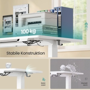 Birou reglabil pe inaltime Songmics, Balok, Alb, 160x80x121 cm - Img 4