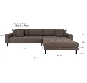 Canapea lounge Lido dreapta, Maro, 170x92x290x76 cm - Img 2