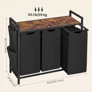 Cos de rufe Vasagle, Brenta, Negru, 87.7x33x72 cm - Img 2