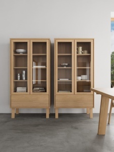 Dulap cu vitrina Lamberth, Alb, 180x90x35 cm