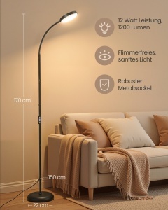 Lampadar LED Lusia, Negru, 22x22x170 cm - Img 2