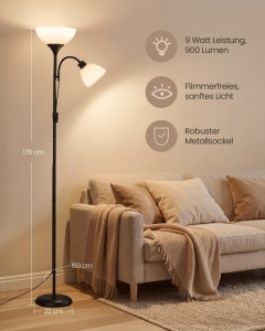 Lampadar LED Lusia, Negru, 38.5x23.5x176 cm - Img 5
