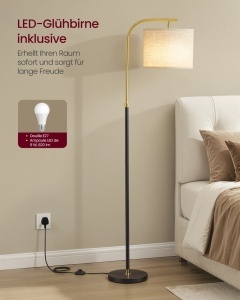 Lampadar Lusia, Negru, 54.2x30x176 cm - Img 4