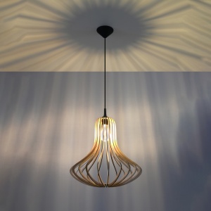 Lustra suspendata Elza din lemn, Natural 41x41x110 cm - Img 3