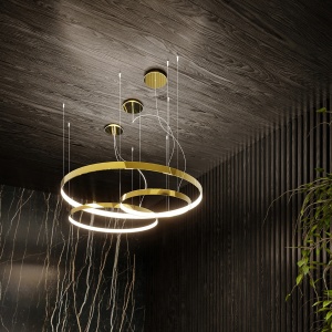 Lustra suspendata LED Rio Auriu lucios 3000K 78x16x150 cm - Img 15