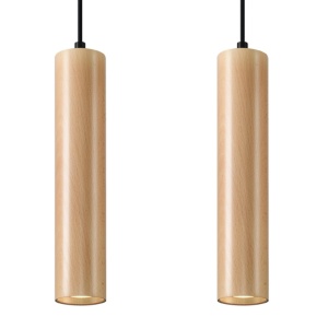 Lustra suspendata Lino din lemn, Natural 30x6x90 cm