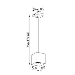 Lustra suspendata Quad Gri 10x10x110 cm - Img 5
