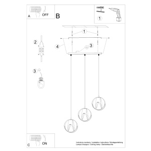 Lustra suspendata Tulos Negru 50x16x117 cm - Img 4