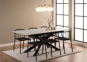 Masa dining Irwine, Alb, 76x210x90 cm - Img 5