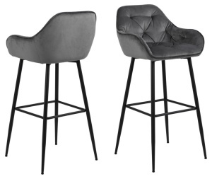 Scaun de bar Brooke, Gri, 104x52x53 cm - Img 3