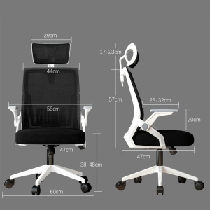 Scaun de birou V2, Plymot, Negru, 58x48x122 cm - Img 12