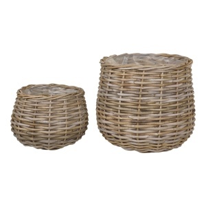 Set 2 piese Cosuri decorative Pulo, Gri, 38x38x34 cm