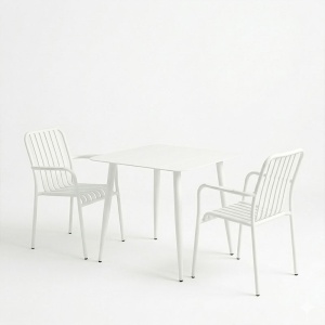 Set 3 bucati masa si scaune gradina, Heven Vista, Alb, 80x80x72 cm - Img 2