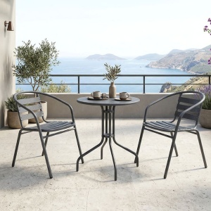 Set 3 bucati masa si scaune gradina, Vergo Tade, Antracit, 60x60x70 cm