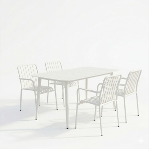 Set 5 masa si scaune gradina, Heven Vista, Alb, 80x150x72 cm - Img 2
