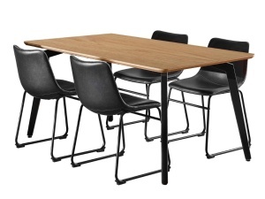 Set 5 piese Masa dining si Scaune Cadiz V2, Natural, 75x160x90 cm - Img 2