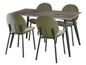 Set 5 piese Masa dining si Scaune Wicklow V3, Gri, 75x140x80 cm - Img 2