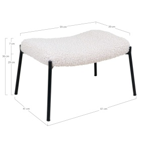 Taburet Glasgow, Alb, 42.5x63x39 cm - Img 2