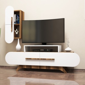 Έπιπλο TV Rose S-Walnut, Λευκό